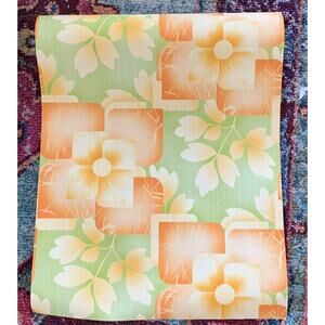 Vintage 70’s Green Orange Flower Power German Wallpaper 2 LARGE Rolls Available